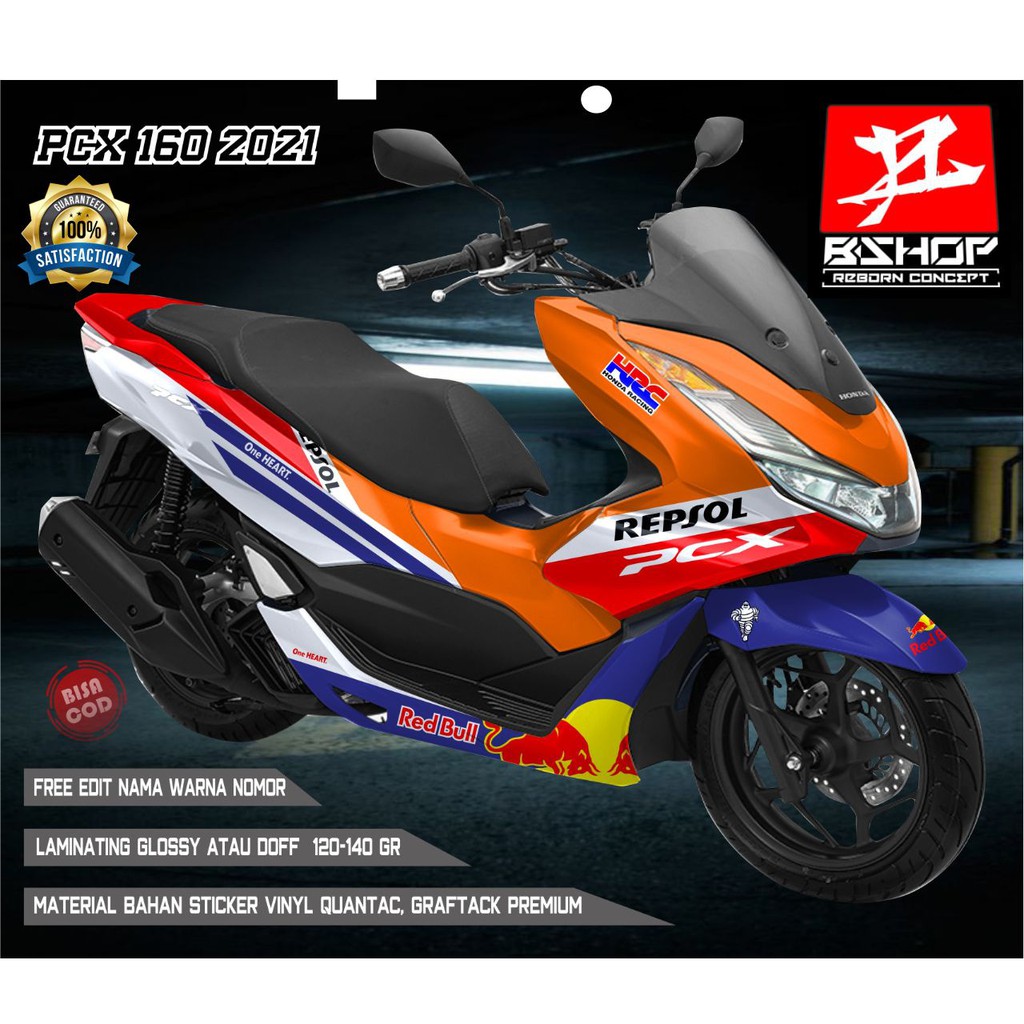 Stiker Decal Full Body Honda PCX 160 Motif Repsol Biru