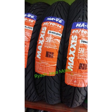 Ban tubeless Maxxis MA-V6 80/90-14 untuk Honda beat-vario-scoopy-spacy all series, Yamaha Mio J/Mio Z/M3/xeon/soul GT/soul GT 125