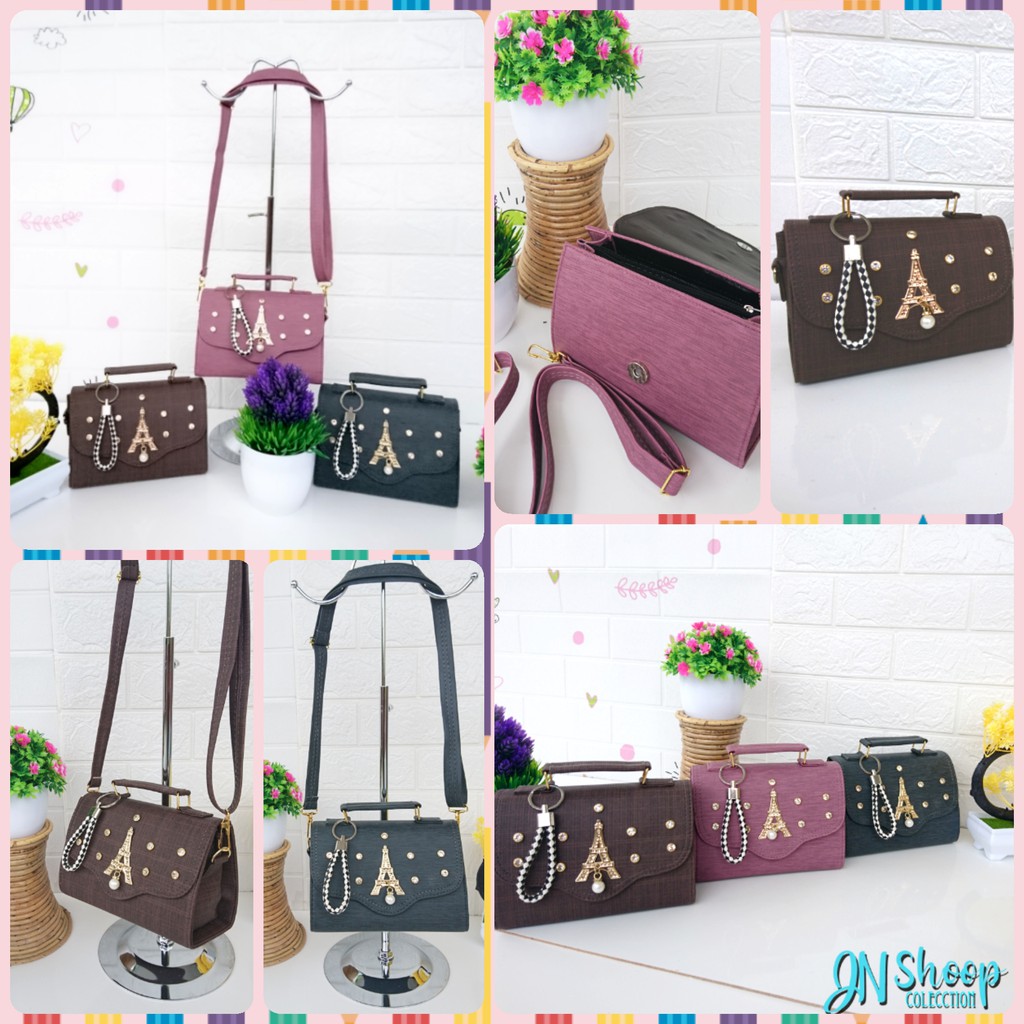 Tas Selempang Wanita | Tas Ibu Tas remaja | Slingbag Wanita Model eiffel 2 in 1