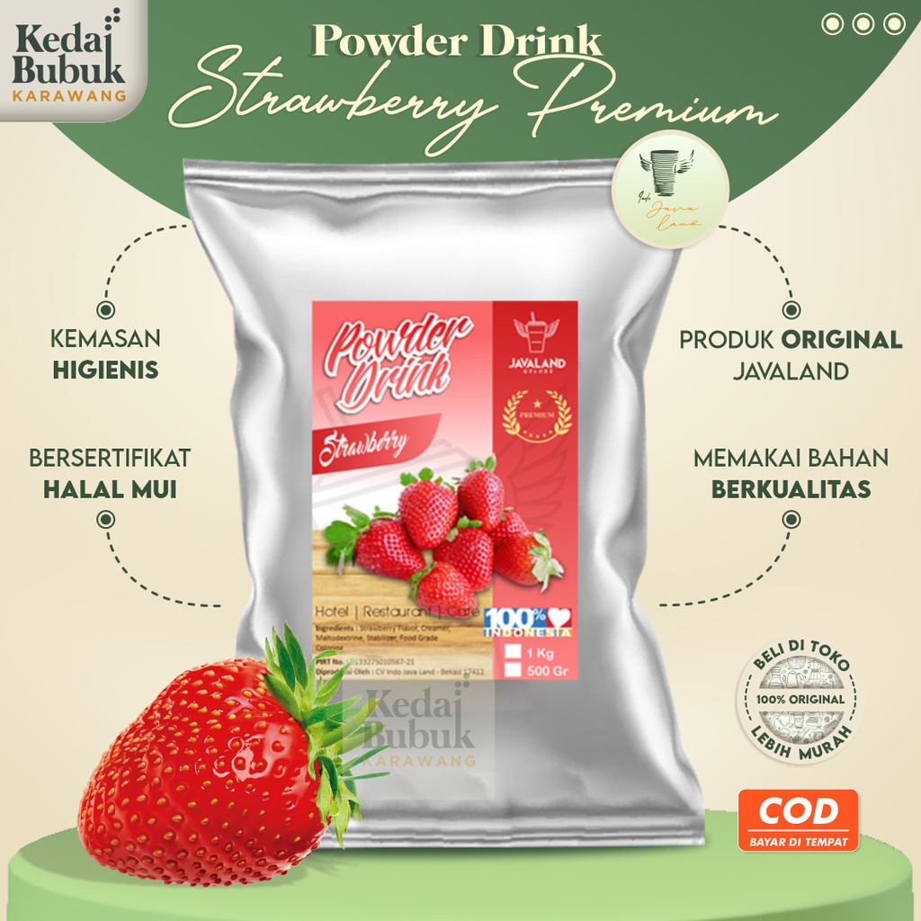 Javaland Bubuk Minuman 1Kg Drink Rasa Strawberry PREMIUM Serbuk Powder Original