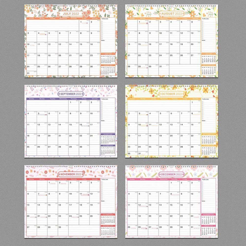 LANFY 2022-2023 Kalender Inggris Siswa Dekorasi Meja Loose-leaf Table Planner Sekolah Kantor Coil Calendar