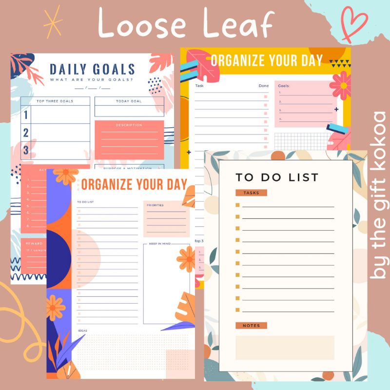 

(PART 1) Loose Leaf Kertas isi Binder Organize Day / Binder Daily Planner / To Do List