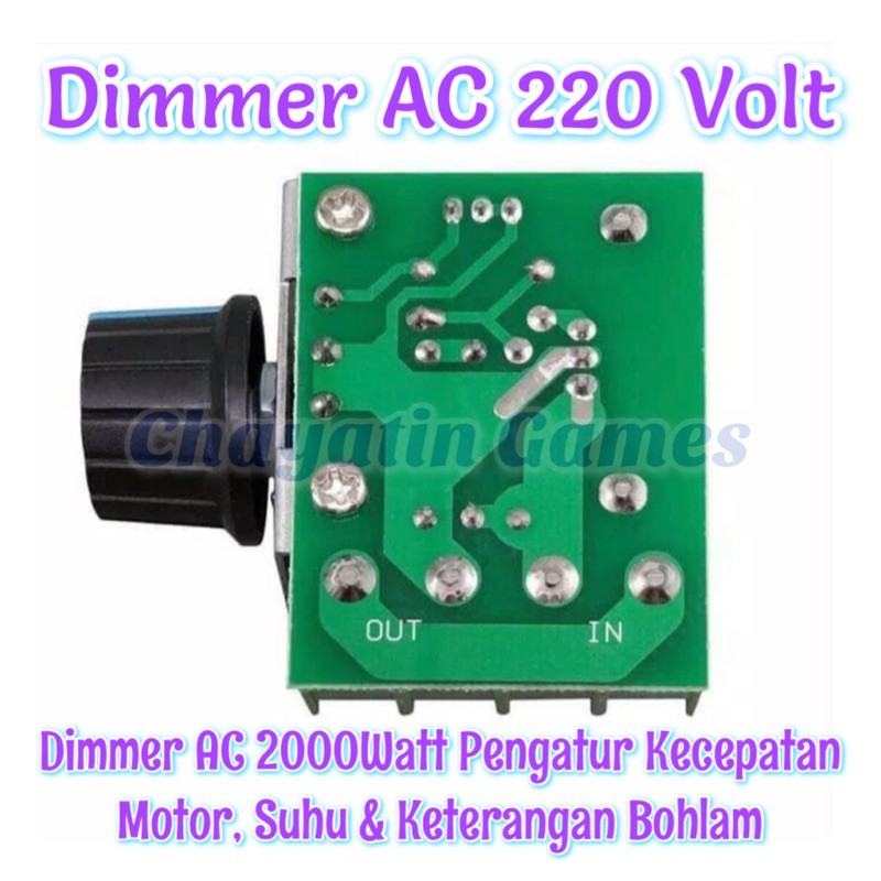 Dimmer AC 220V Daya 2000W Pengatur Kecepatan Motor Suhu &amp; Keterangan Bohlam