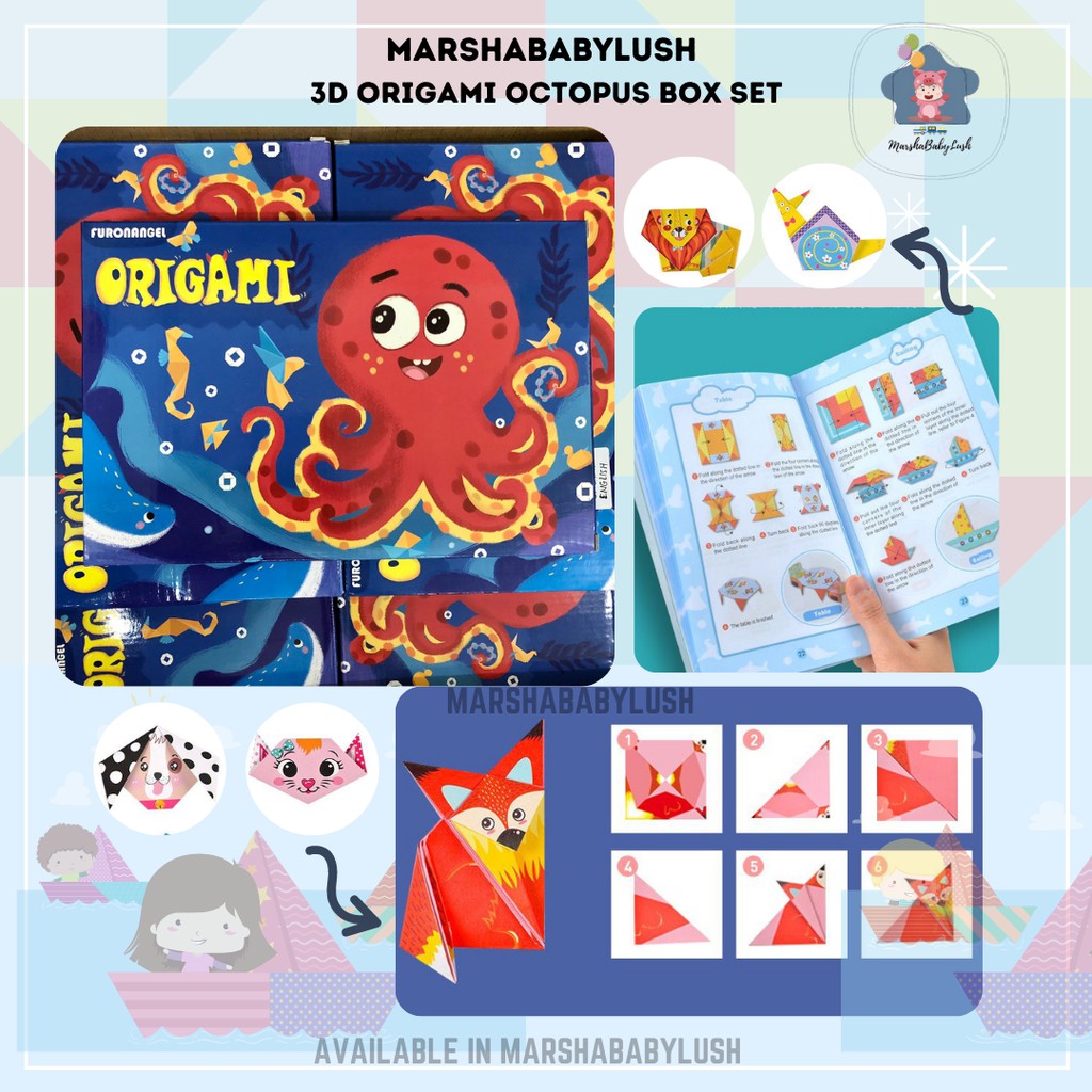 (READY) Mainan Edukasi Origami 3D Set Box / Mainan Kertas Lipat Anak / Kertas Origami Lipat Motif