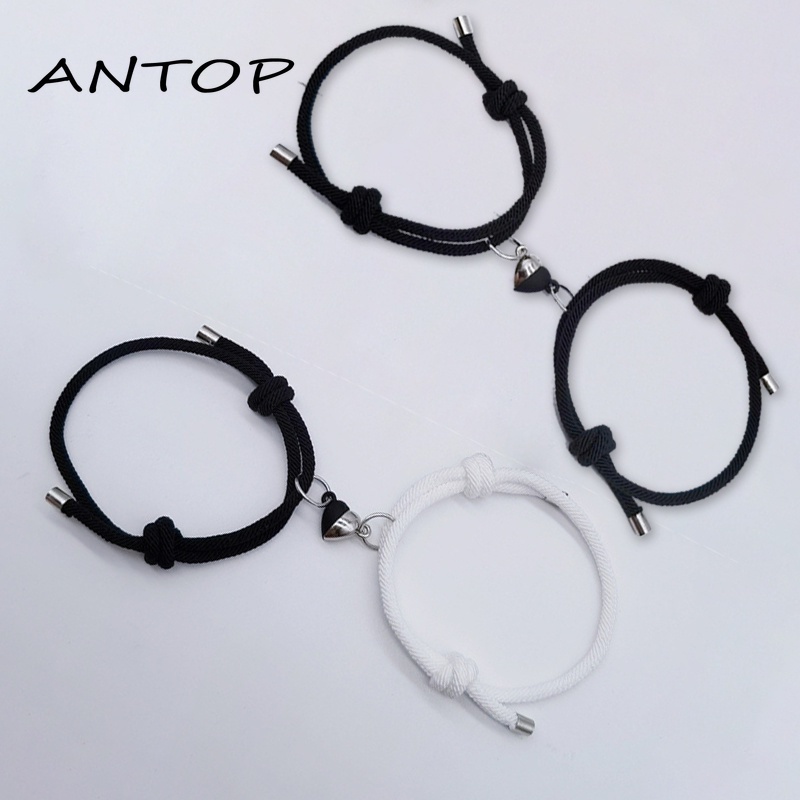 2 Pcs Pasangan Gelang Magnet Adjustable Pesona Gelang Cinta Aksesoris Fashion Hadiah ANTOP