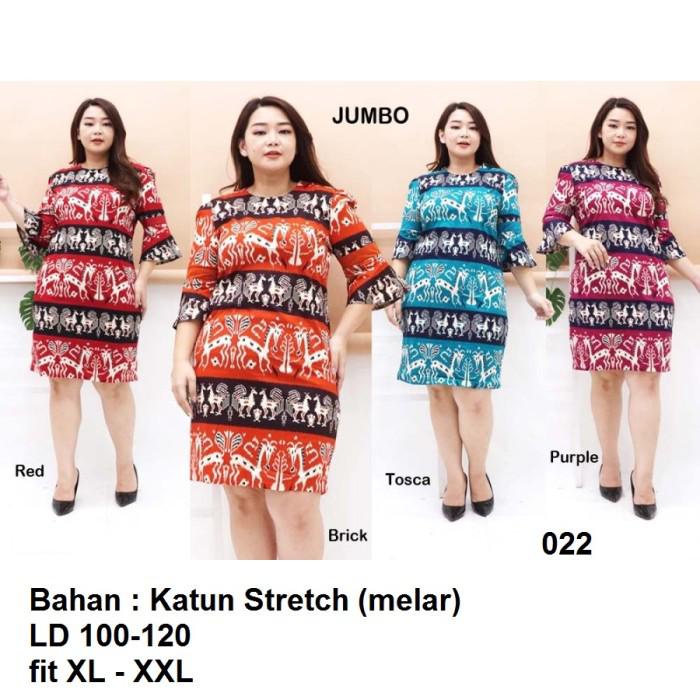 Baju Dress Batik Fit Xl Xxl Merah Bata Tosca Ungu Baju Formal Wanita - Red