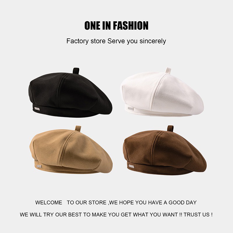 Topi Baret Bahan Kain Gaya Korea Untuk Musim Semi Dan Gugur