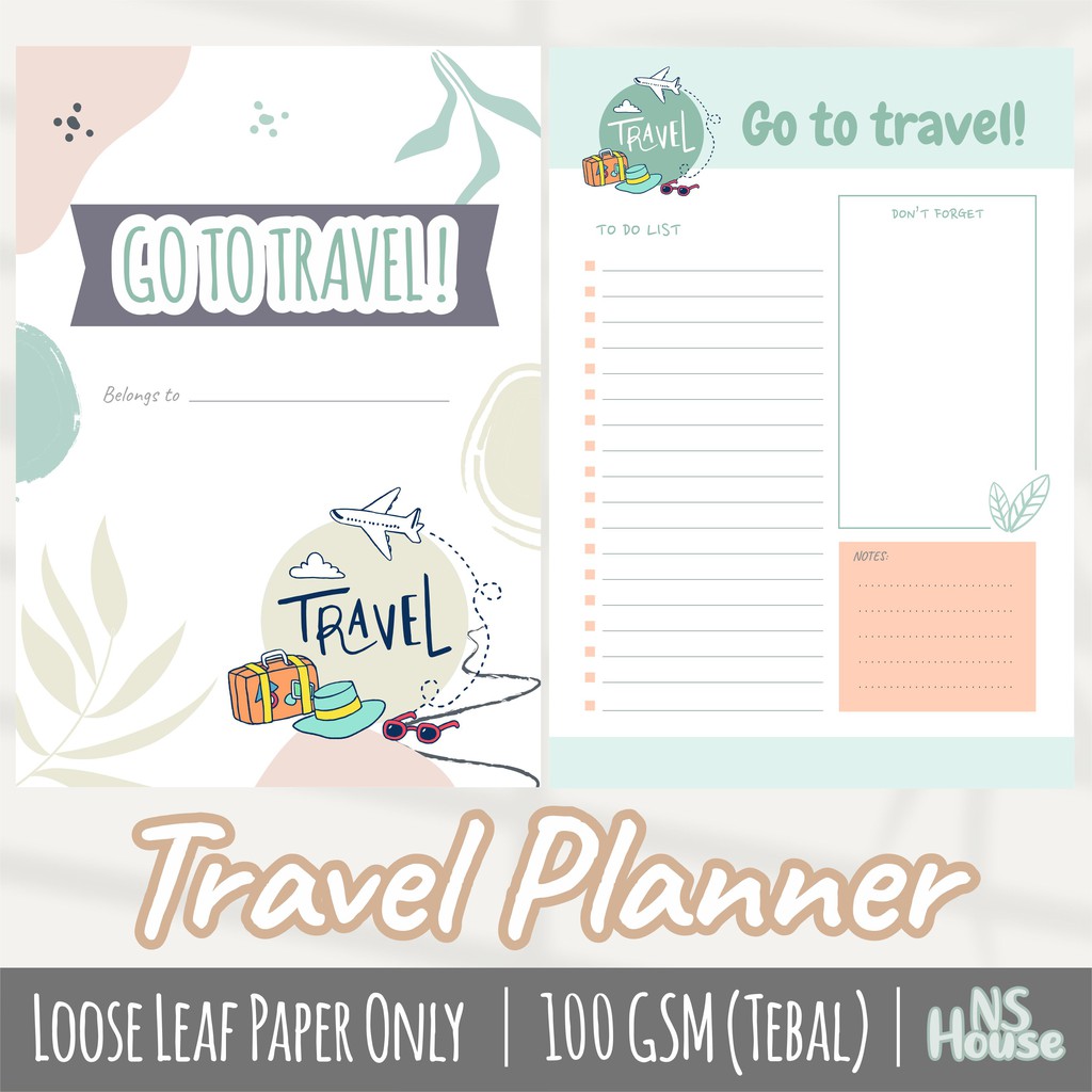 

Travel Planner - Binder Loose Leaf B5 & A5 - Simple Design