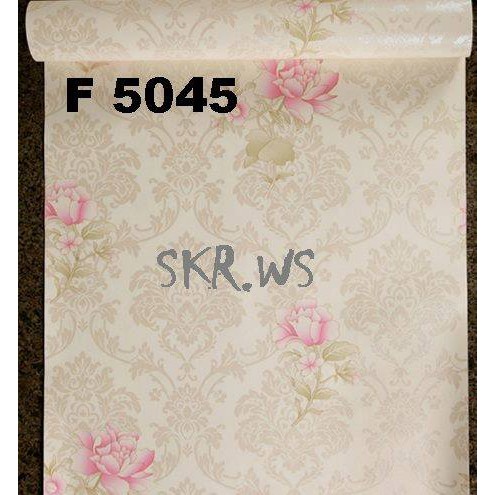 Wallpaper Stiker Dinding Mawar Pink Silver Warna Dasar Krem 45cm x 10m