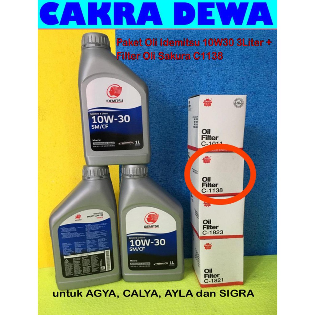 Best Seller Paket Oli Jepang Idemitsu 10W30 Kemasan 3 Liter Dan Filter Sakura C1138 Untuk Mobil Agya