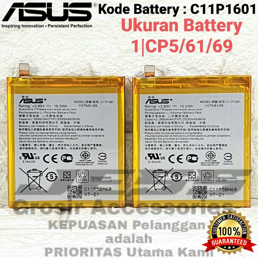 Baterai ASUS Zenfone 3 5.2 Inchi ZE520KL Z017D Z017DA Z017DB Battery Asus C11P1601 Batre Original