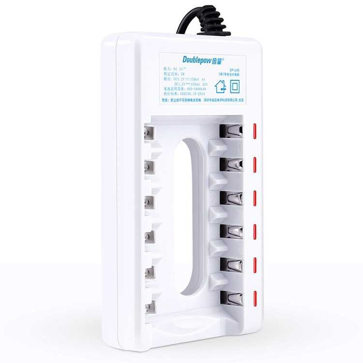 µ837¦ Doublepow Charger Baterai AA AAA Murah Carger Batere 6 Slot Casan Baterei