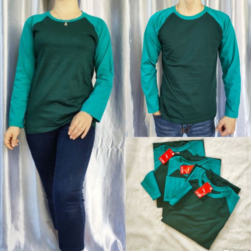 kaos polos reglan HIJAUBOTOL-TOSCA lengan panjang M L XL XXL