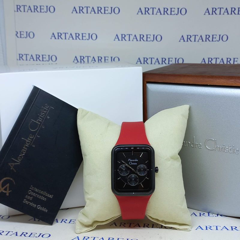 JAM TANGAN WANITA ALEXANDRE CHRISTIE AC 2744 MERAH HITAM ORIGINAL