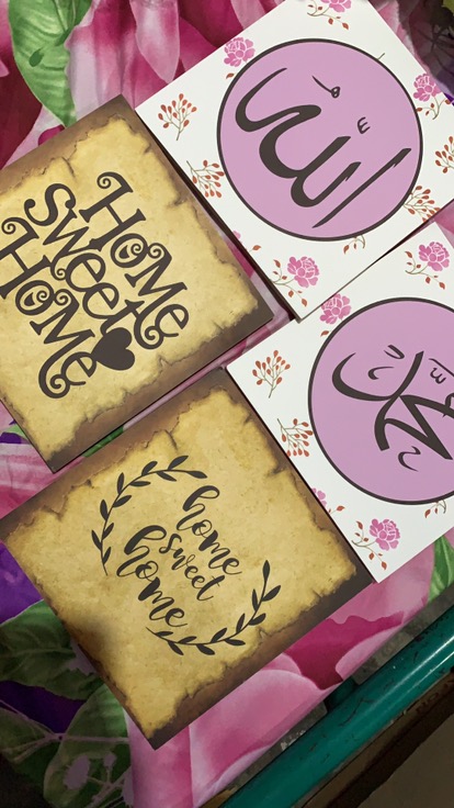 Hiasan Dinding Poster Kayu 1 Set Lafaz Allah Muhammad Dekorasi Rumah