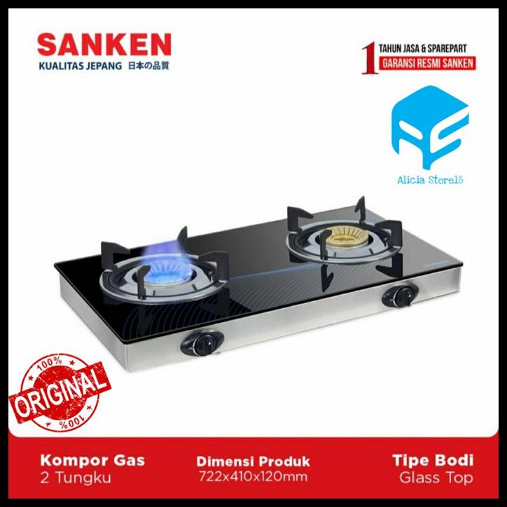 Sanken Sg363 Kompor Gas 2 Tungku Kaca Sg-363Bx Sg363Bx Sg 363 Bx - Tanpa Buble