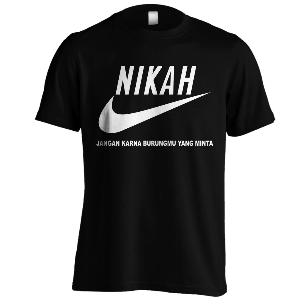 KAOS BAJU DISTRO KATA-KATA PLESETAN NIKAH HITAM XS - 6XL