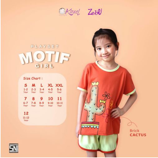 Kazel x Zebe PLAYSET GIRL Motif 1 - 5 Tahun Pakaian Bayi Pakaian Anak Kekinian (1 Stel)