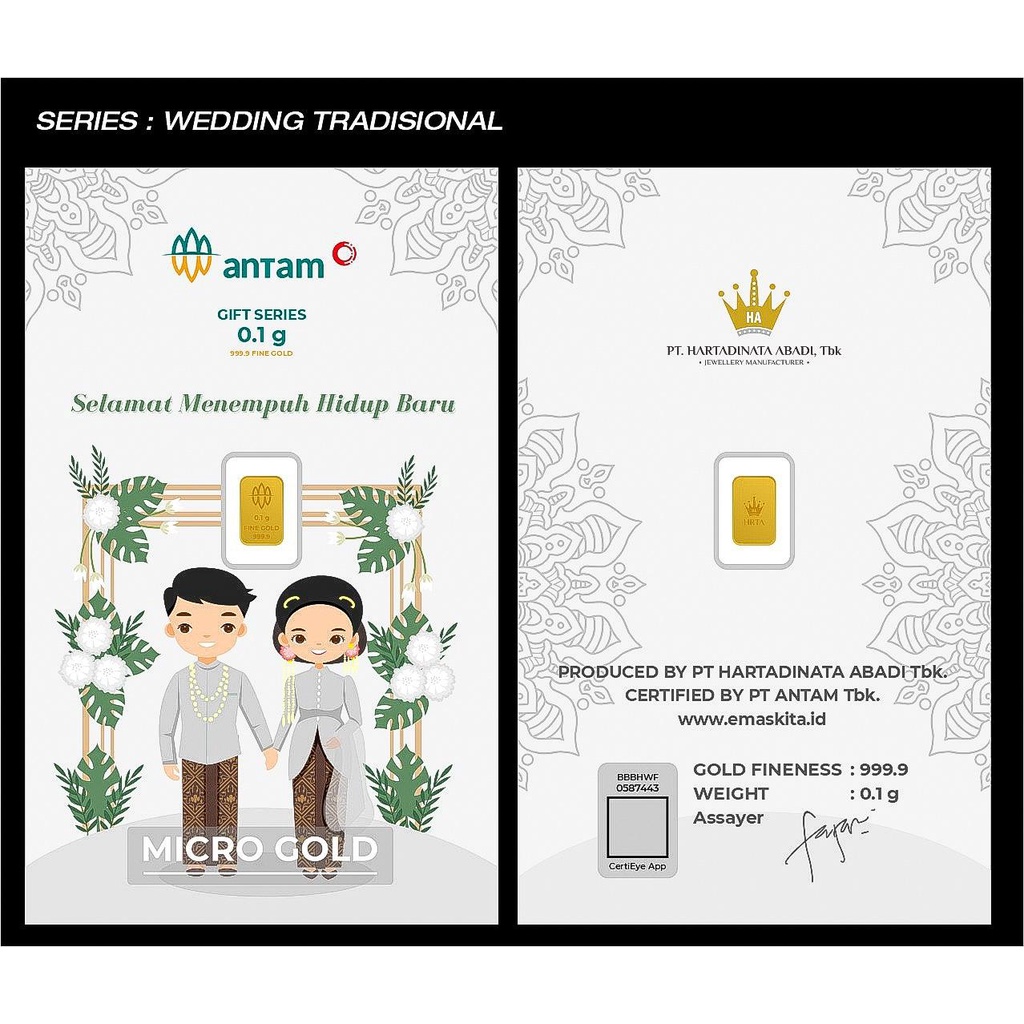 Ready semua edisi. LOGAM MULIA HARTADINATA ANTAM anak dan dewasa emas MINI GOLD 24K UCAPAN WEDDING BABY BIRTHDAY