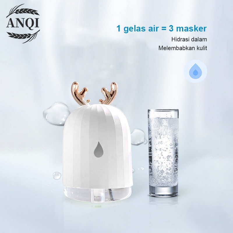 ANQI 1888 Cool Mist Humidifier Purifier Motif Rusa Pelembab Udara with LED Light Warna