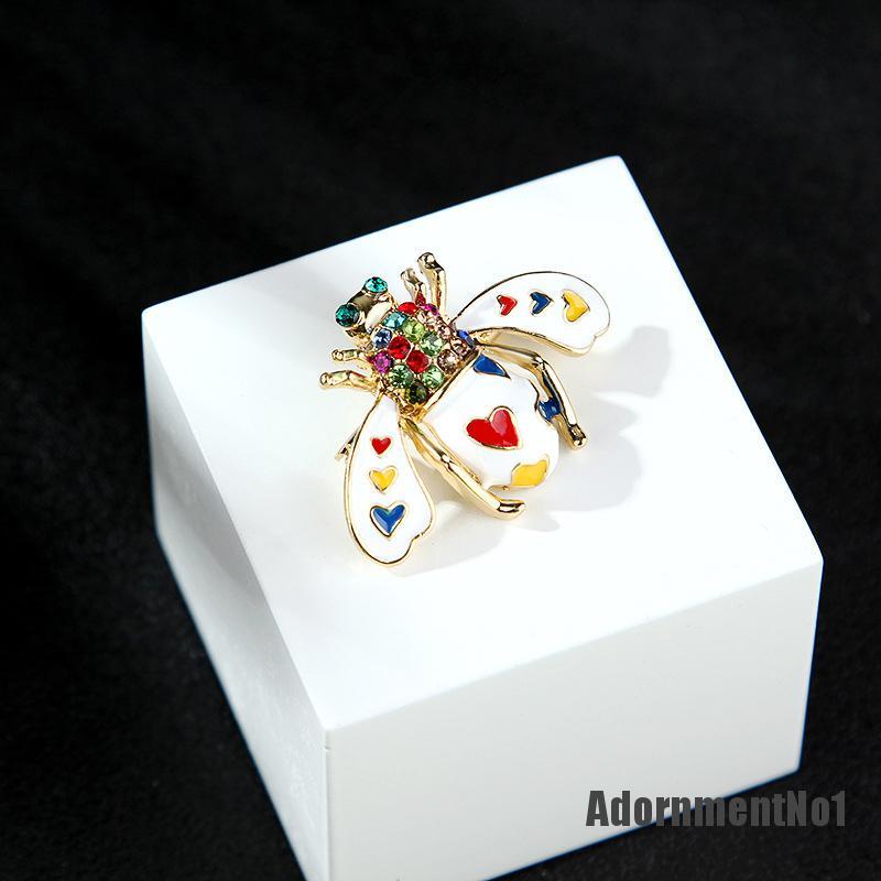 (Adornmentno1) Bros Pin Enamel Desain Lebah Hias Kristal Aksesoris Scarf Wanita