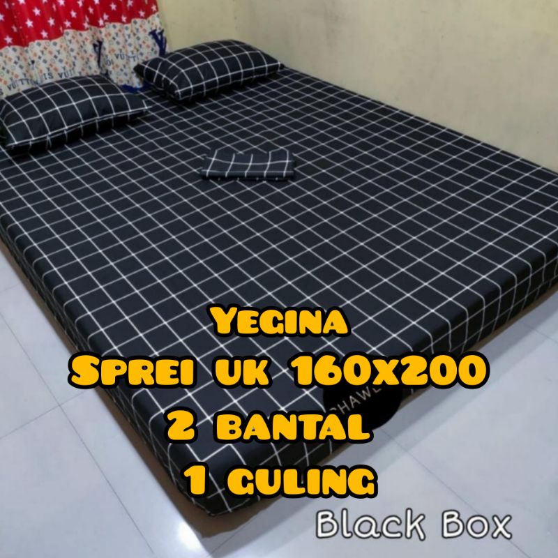 Sprei kotak hitam estetik uk 160x200