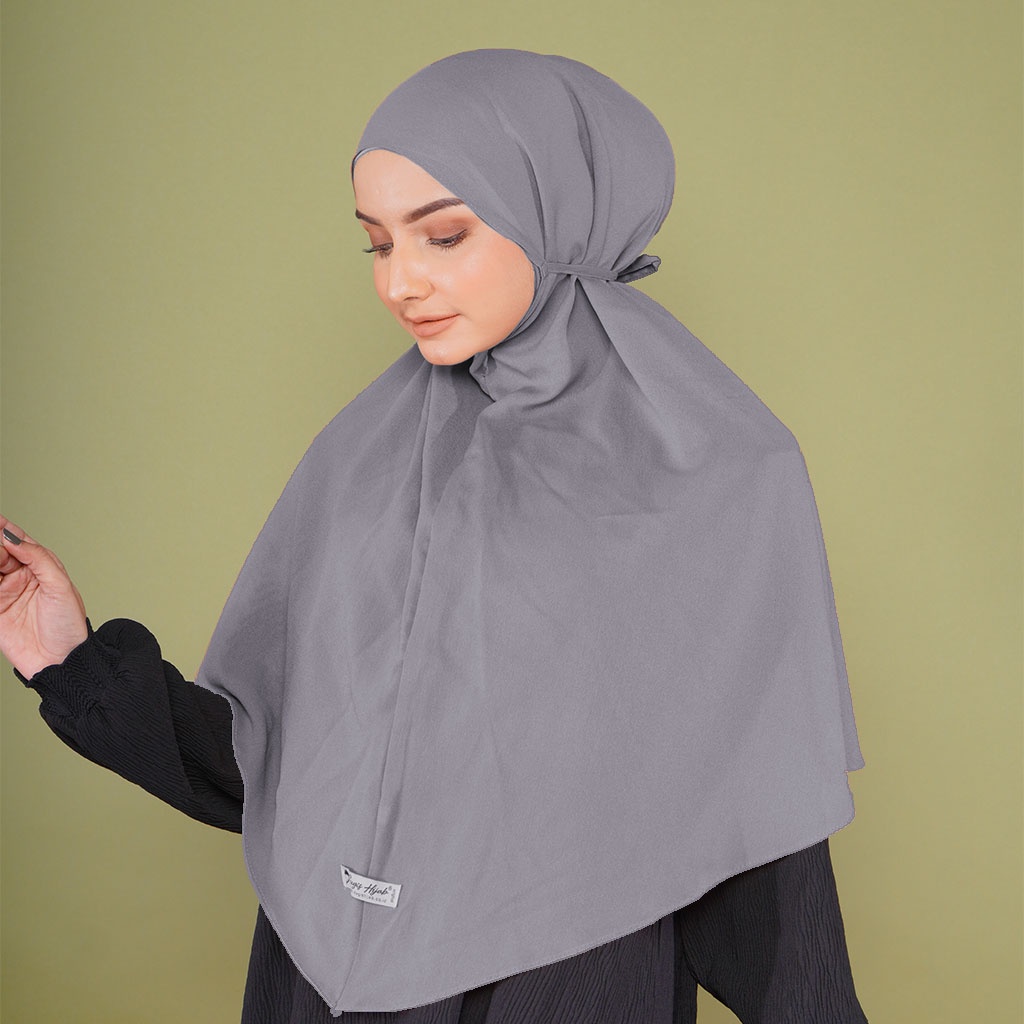 Bugis Hijab - Bergo Maryam Polos - Ukuran XL - Bergo Instan (Katalog A)-SMOKE GREY