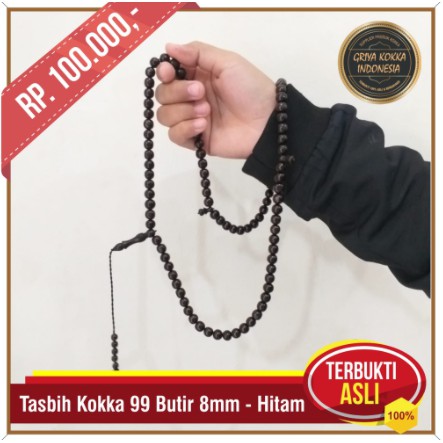 Tasbih Kokka 99 Butir 8mm - Hitam - Kesehatan - Tasbih Kayu Kaukah