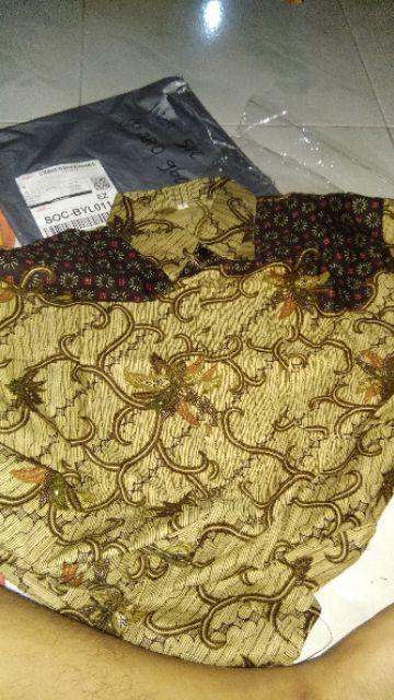 Risna Batik Hrb026 Kenongo Kemeja Hem Pendek Padi Murah Keren M L Xl  Batik Pria Wajik Biru