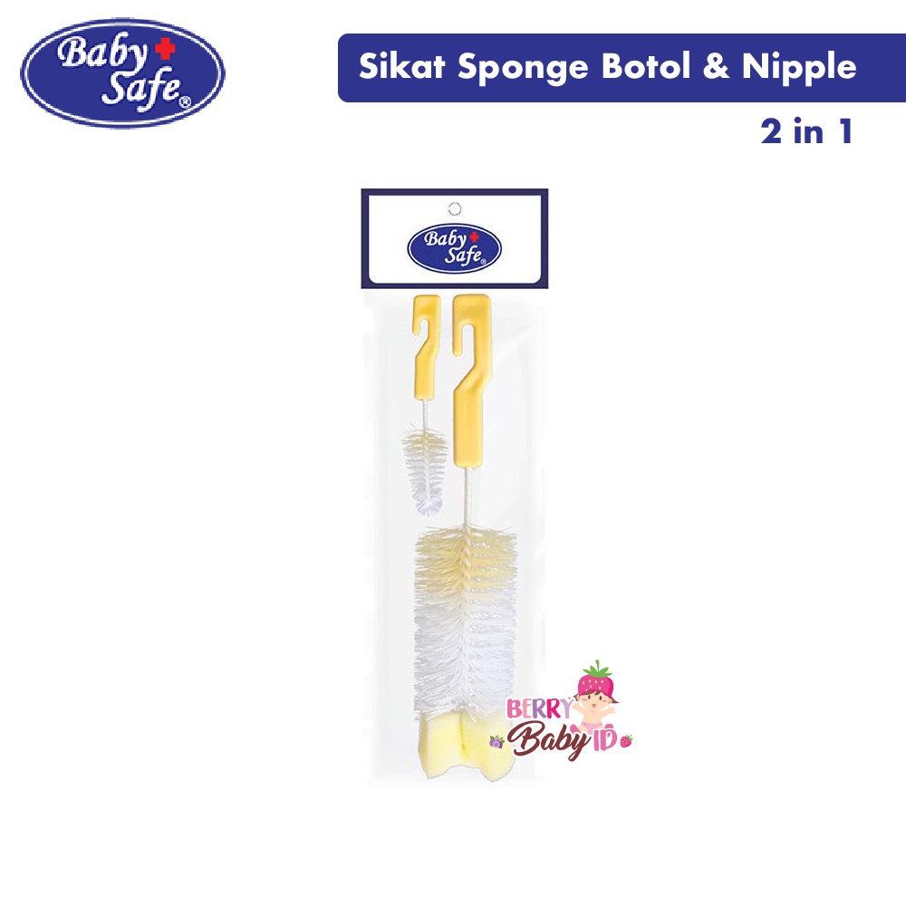 Baby Safe Bottle Nipple Brush With Sponge Sikat Pembersih Botol Bayi Berry Mart