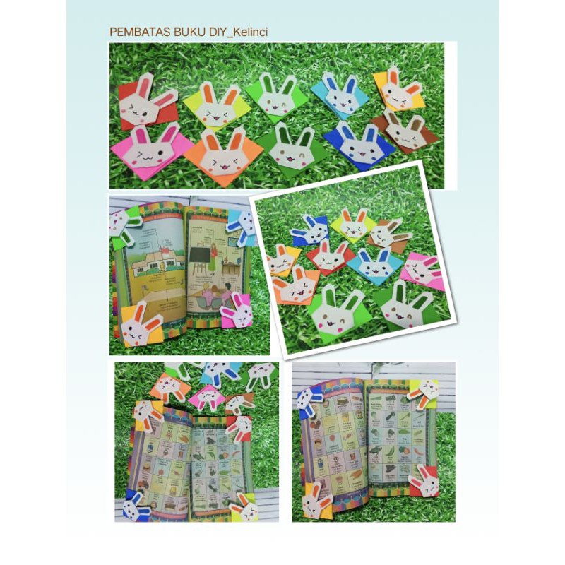 

Pembatasbuku/bookmark DIY kertas origami isi 10 (paket) Model Kelinci