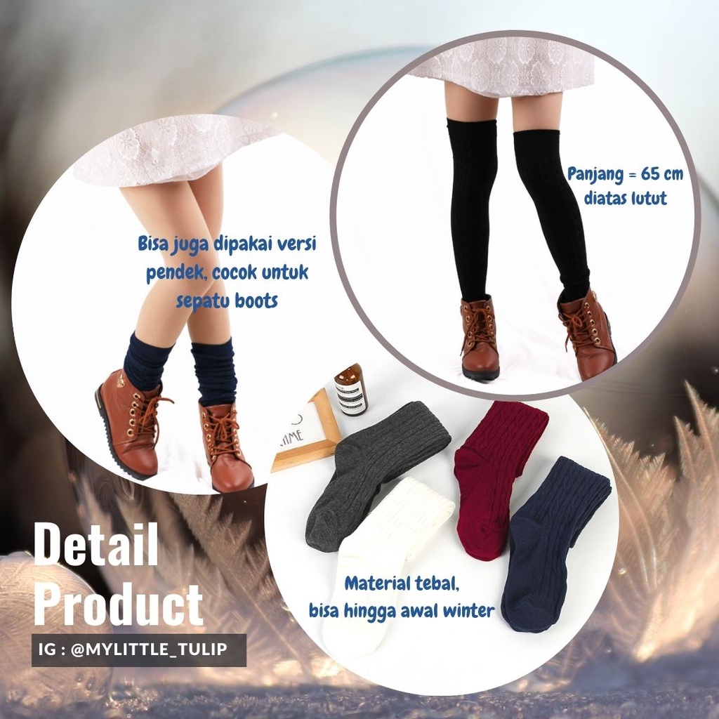 Kaos Kaki Bulu Domba Tinggi Panjang Diatas Lutut Selutut Import Hangat-3