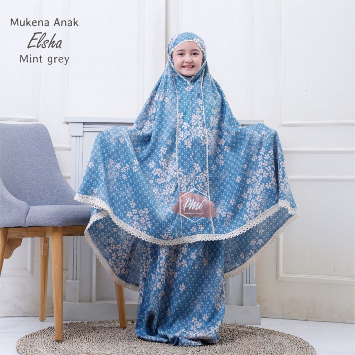 PMI MUKENA ANAK TANGGUNG RAYON ELSA MINTGREY