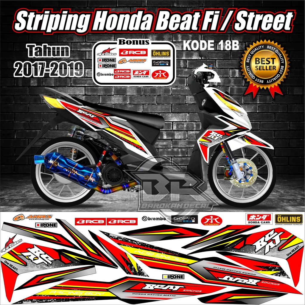 Striping Beat 2017-2019 Stiker Lis Motor Beat kode 18