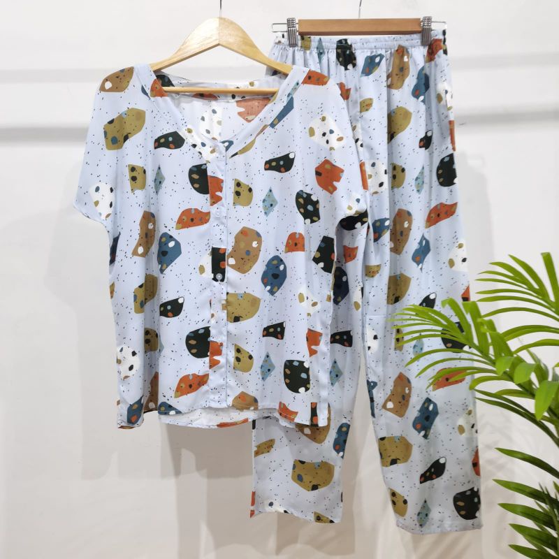 PIYAMA KANCING HITS PIYAMA KANCING BUSUI | PIYAMA RAYON | HOMEWEAR-NK 17R