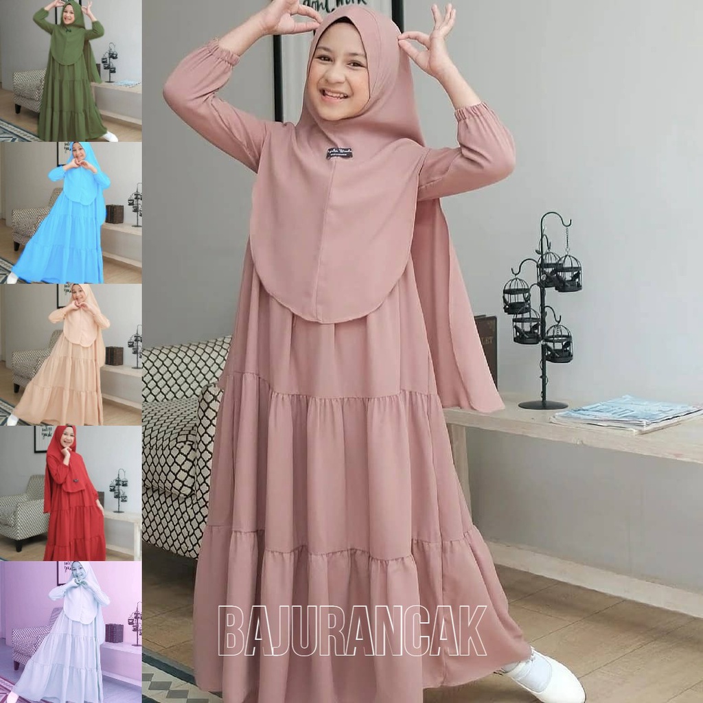 Big Sale Baju Gamis Anak Tanggung Usia 7 Sampai 9 Tahun Dan 10 Sampai 12 Tahun Dan Usia 12 Sampai 15 Tahun Gamis Plus Khimar Manggo Crepe Zahra Kids