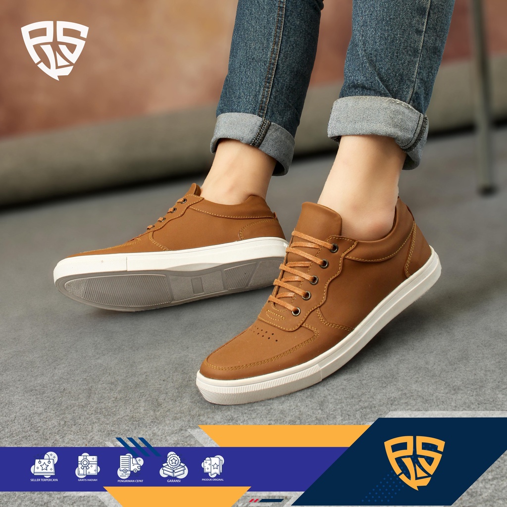 SK x AXEL - Sepatu Sneakers Kasual Kulit Pria Sintesis Kikers Sol Karet Paulmay Cardinal Lacoste Mod