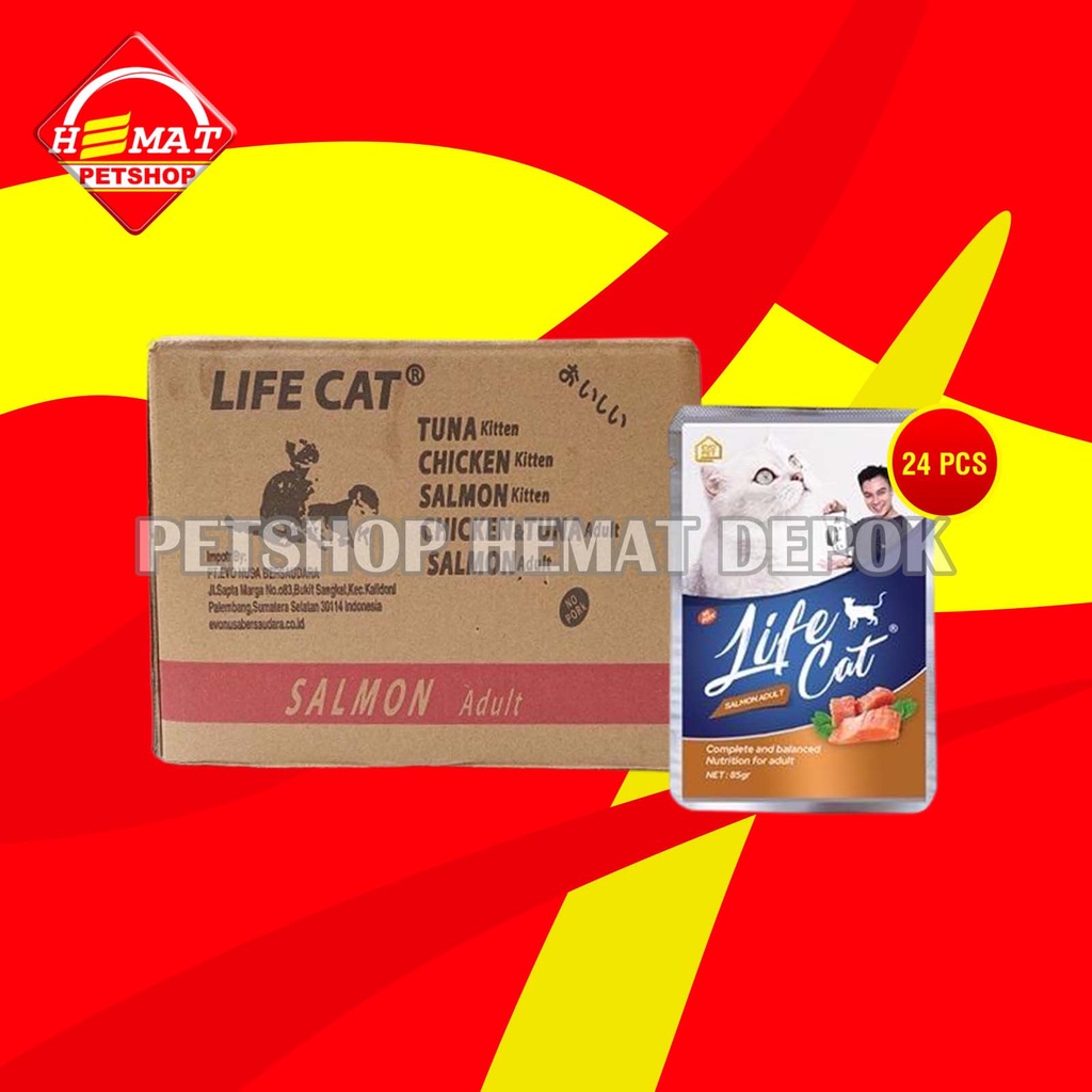 Makanan Basah Kucing Life Cat Sachet Pouch Grosir Dus isi 24 PCS 85 GR