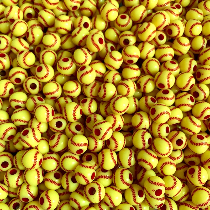 30pcs / lot Manik-Manik baseball Bahan Akrilik Warna Kuning Ukuran 12mm Untuk Membuat Perhiasan handmade DIY