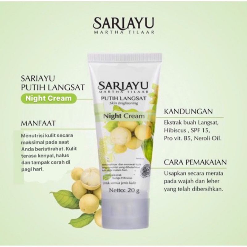 Sariayu Putih Langsat Night Cream 20gr