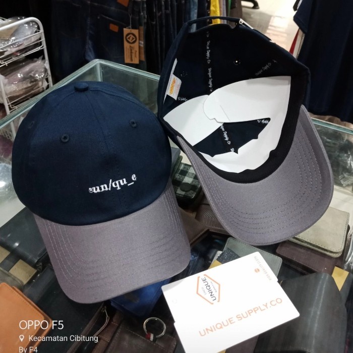 Topi Pria TOPI PRIA DISTRO ORIGINAL UNIQUE SUPPLY CO/NAVY ABU - 1(T0Q7) Topi Baseball Polos BISA COD