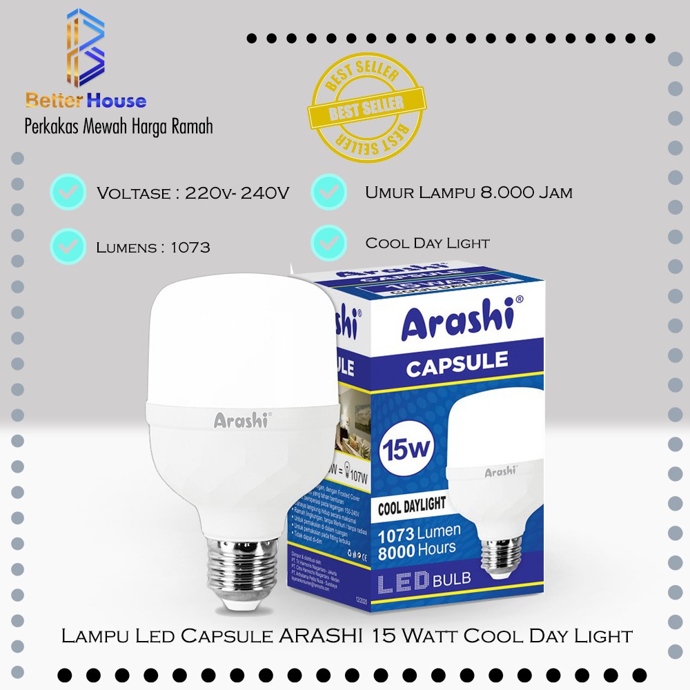 Bohlam Lampu Led ARASHI Capsule LED 15 watt 15watt