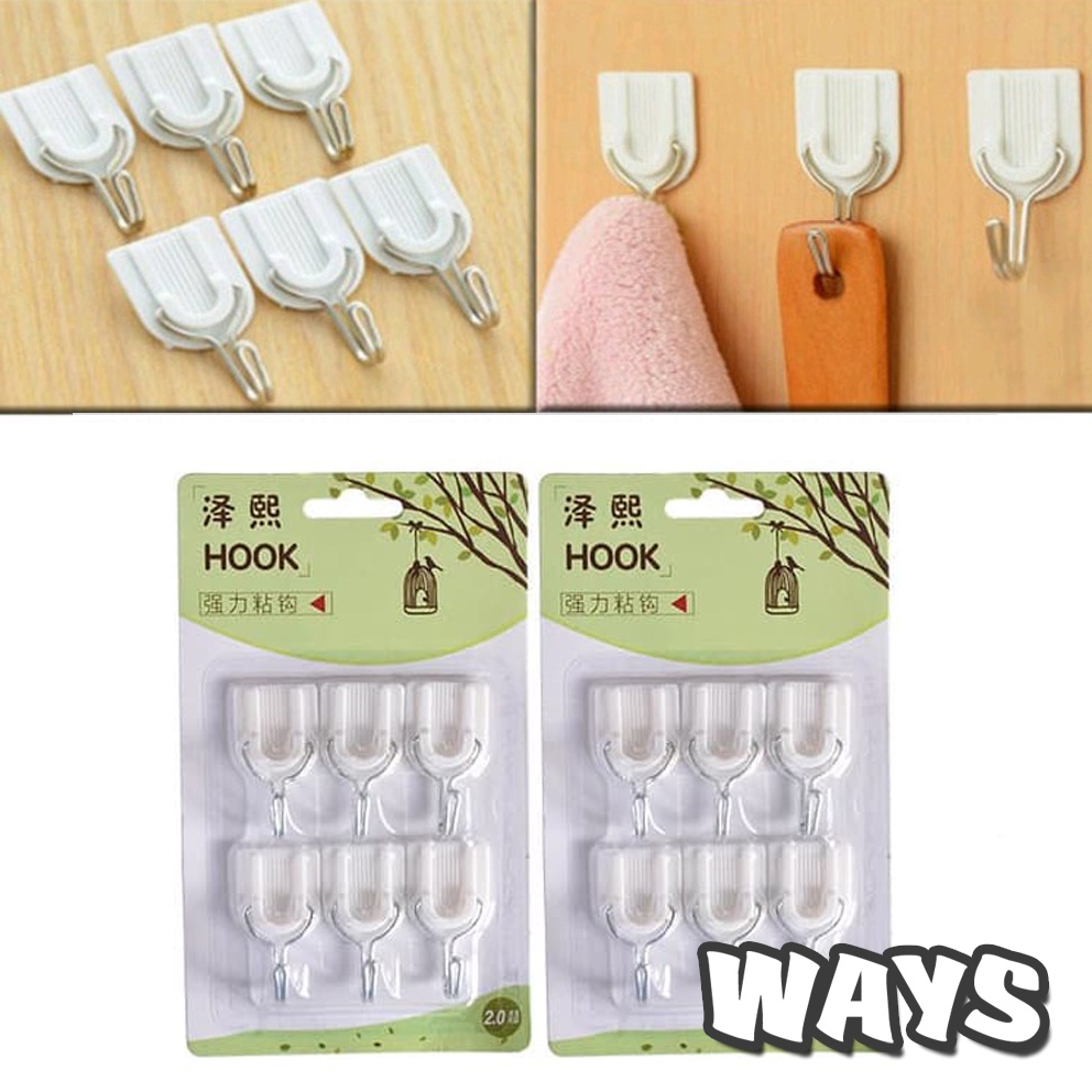 Z025 | 1 SET Isi 6pcs Gantungan Hook Dinding Kayu Kaca Cermin Baju Barang Multifungsi Serbaguna