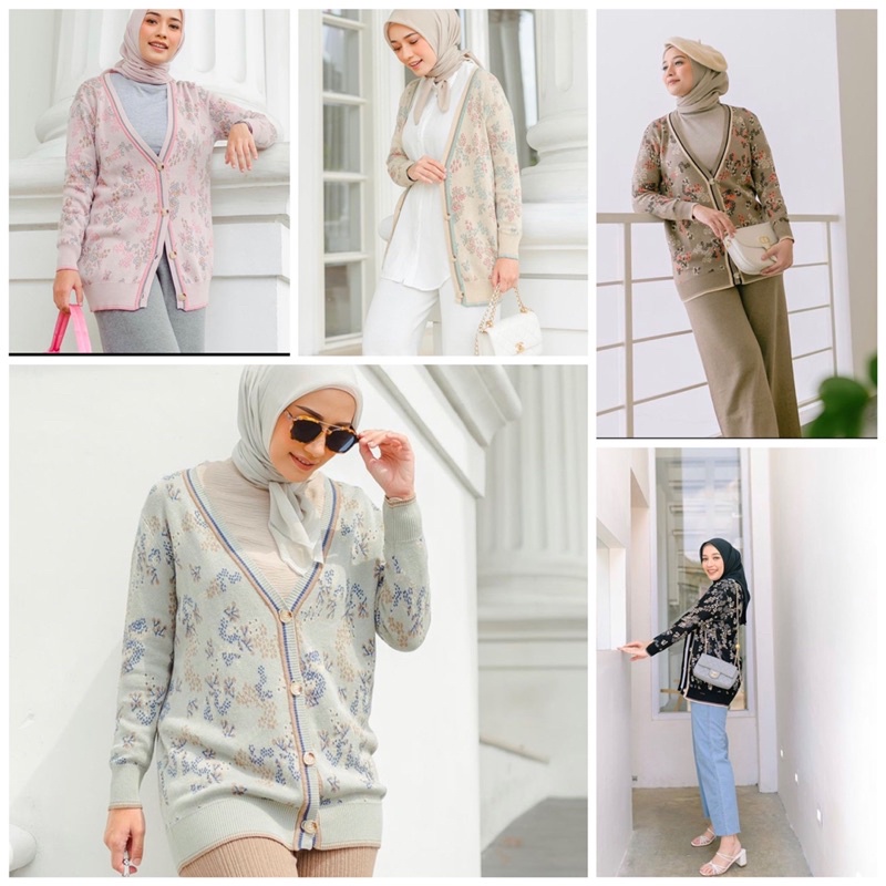 Ready Cardigan Semasa Muda x Mega iskanti/Muda Elle Sweater BROWN/ Cardigan Elle denim by MUDA