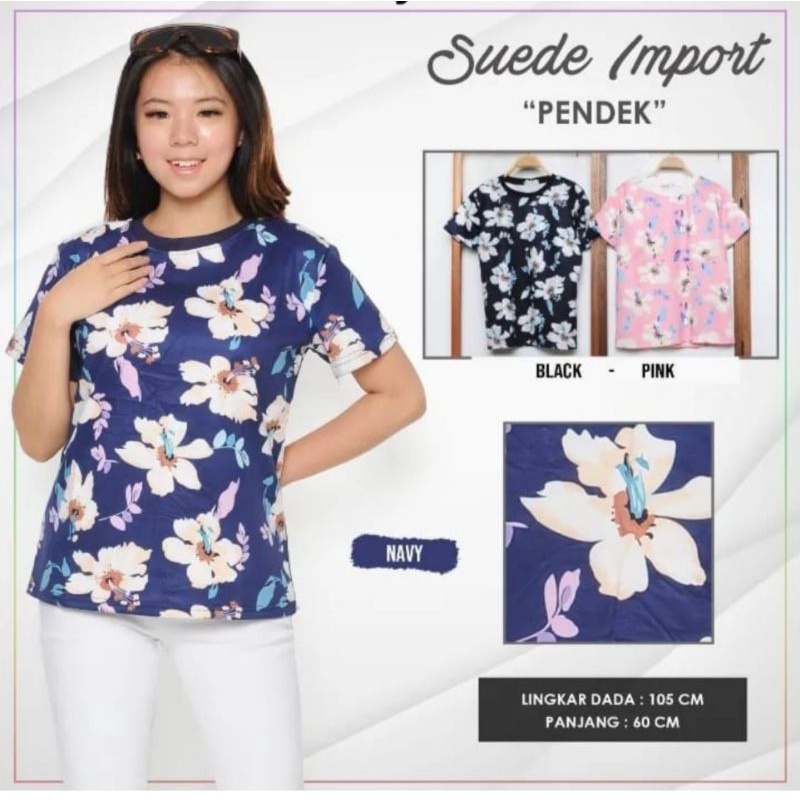 Kaos Wanita Import Big Size Motif Bunga Fashion Korea / Kaos Wanita