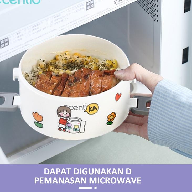 MALL  ecentio kotak makan tempat makan anti tumpah lunch box /DIY stiker 1600ml double-layers Tahan 