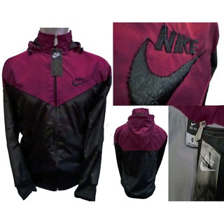 Jaket parasut nike merah  maroon  kombinasi  hitam Shopee 