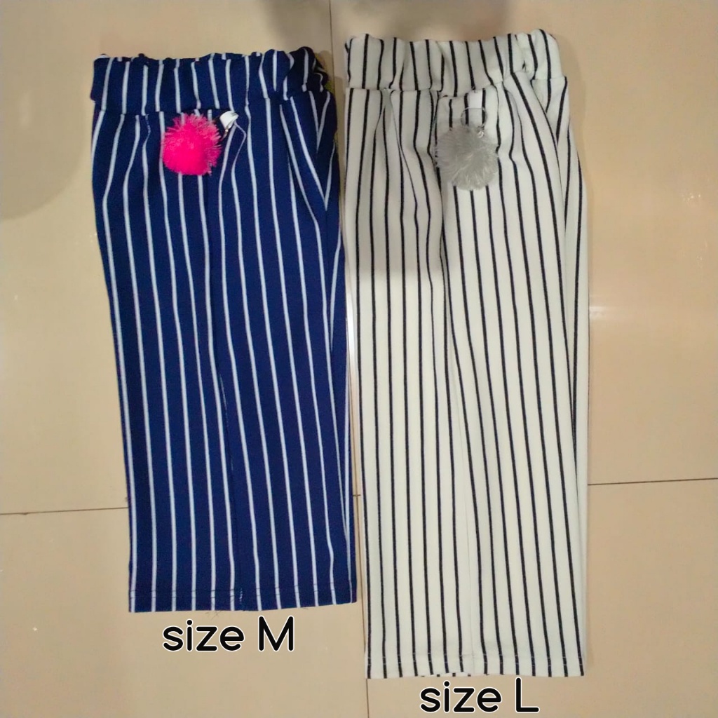 TERBARU!! CELANA KULOT ANAK SIZE M L PEREMPUAN - kulot salur motif garis bahan crepe tebal