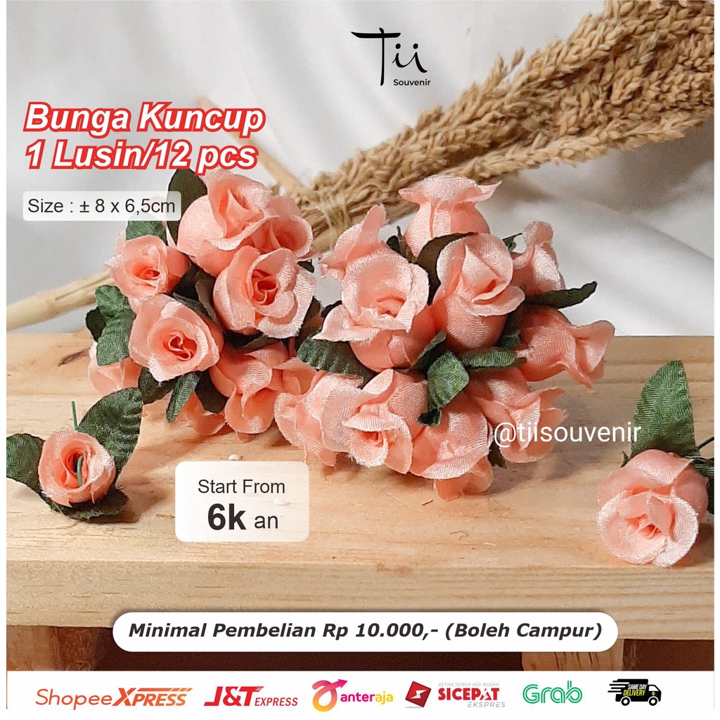Bunga Kuncup Bahan Mahar Seserahan dan Craft 1 Lusin/12 pcs