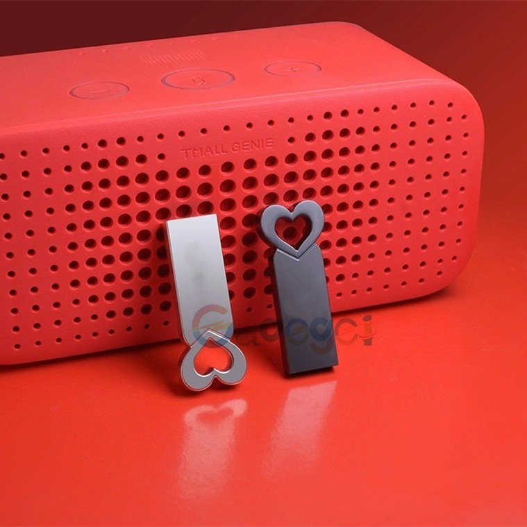 Flashdisk Usb 2.0 1gb 2gb 4gb 8gb 16gb 32gb 64gb 128gb Bentuk Hati Bahan Logam